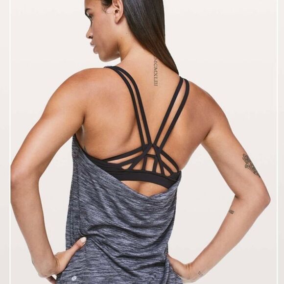 Lululemon Heathered Black Moment To Movement 2-In-1 Tank Top Size 2 - Picture 2 of 8